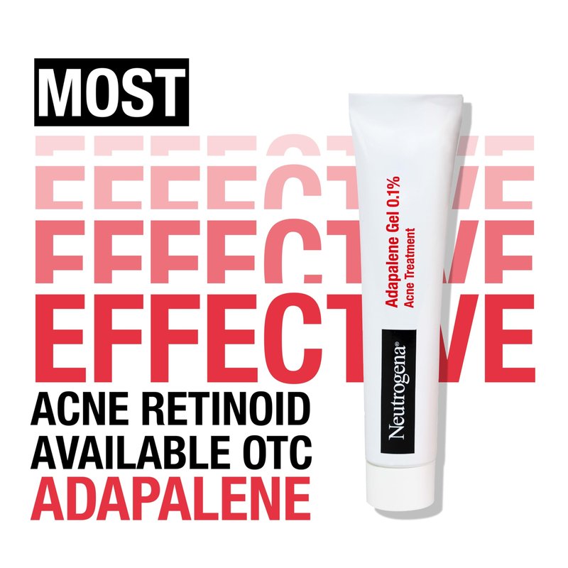 Neutrogena 0.1% Adapalene Gel Acne Treatment, Topical for Acne, Adapalene Medication for Blemishes, Once Daily Topical Retinoid to Prevent Breakouts, Oil & Fragrance-Free, 1.6 oz