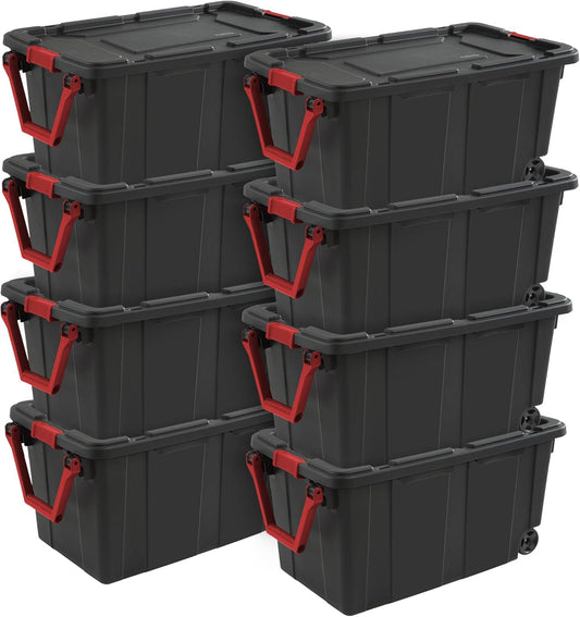 Sterilite Wheeled Tote - Durable 40 Gallon Storage Container in Black | Ideal for Organizing