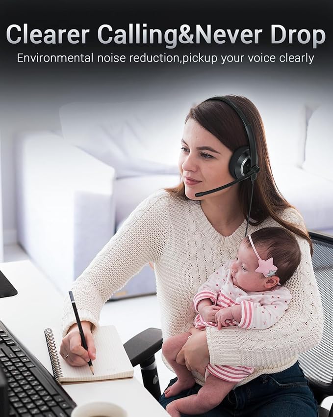 awatrue USB Headset with Microphone for PC - Lightweight Single-Ear Computer Headset, Crystal Clear Sound & Comfort Fit, Flexible Steel Headband (3.5mm+USB)