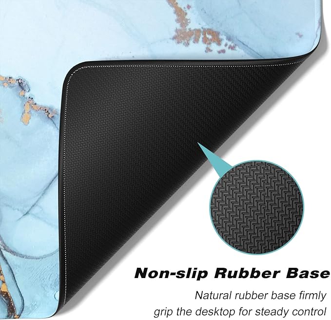Atufsuat Extended Gaming Mouse Pad, XXL Large Desk Pad 30 x 14 Inch, Big Computer Keyboard Mousepad, Waterproof Mouse Mat with Stitched Edges and Non-Slip Base for Women Office Gaming, Blue Marble