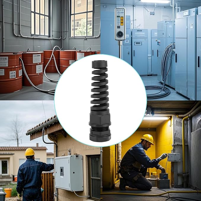 Aandxmok 20 Pcs Black Nylon Cable Gland, PG7 Thread, Made of PA66 Material, High Wear Resistance and Chemical Resistance, Suitable for Various Electrical Installations