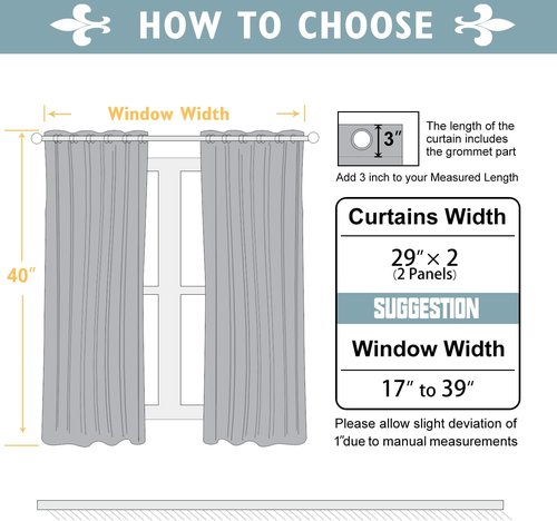 ChrisDowa Small Window Curtains - 40-Inch Grommet Thermal Insulated Room Darkening Panels | Aqua (Set of 2)