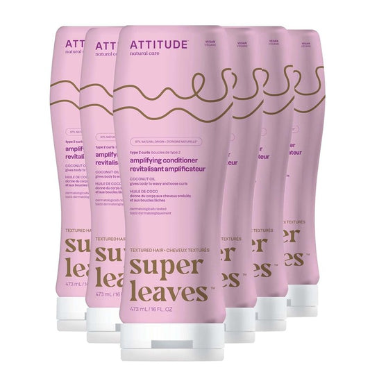 Amplifying Conditioner for Curly Hair - Coconut Oil Vegan Detangler | 16 Fl Oz (Pack of 6)