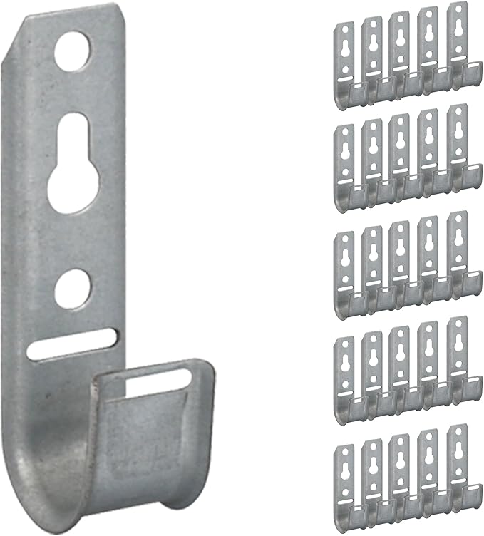 ICC 3/4-Inch Wall Mount J-Hook – 25-Pack, Cable Support 3/4" J Hooks Without Retainer Clips, Galvanized Steel with Zinc Finish – for Structured Cabling and Cable Management
