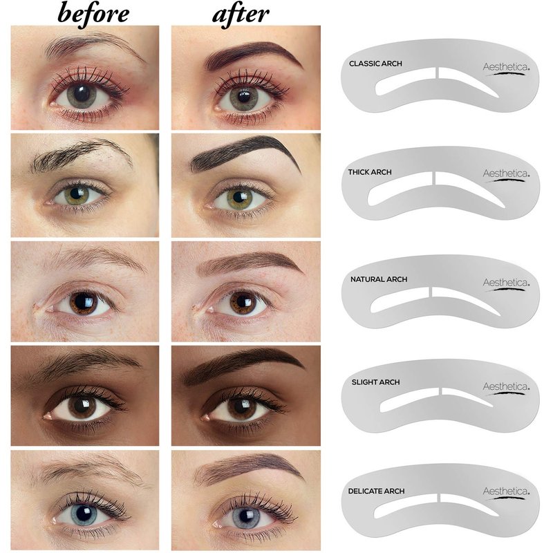 Aesthetica Brow Contour Kit - 16-Piece Eyebrow Makeup Palette with Powders, Stencils & Tools | Perfect Birthday Gift for Her