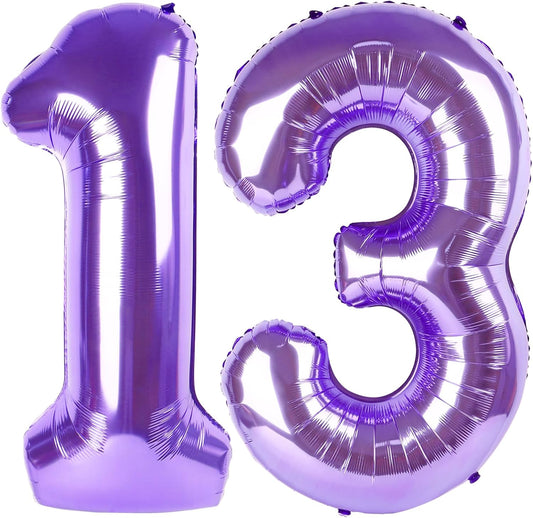 Regine Switzerland 40-Inch Purple Number Balloon - Happy Birthday Decoration for Kids & Anniversaries