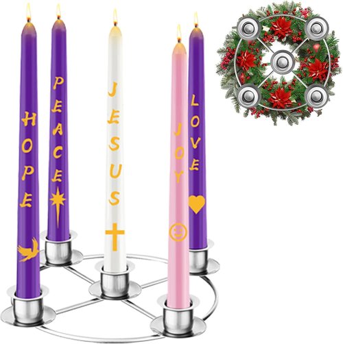 Advent Wreath Candle Holder - Elegant Silver Design for Tapered Advent Candles | Perfect for Christmas Decor