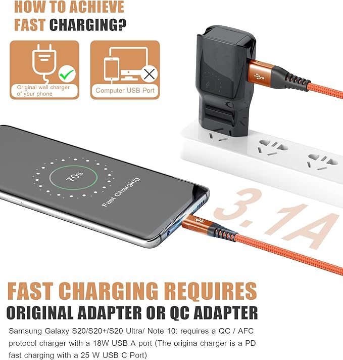 sweguard USB Type C Charger Cable [3-Pack,10ft+6.6ft+3.3ft] iPhone 17 Charger Nylon Braided Cord for iPhone 17 16 15 Pro Max Samsung Galaxy S26 S25 S24 S23 S22 S21 S20 Note 20 10 A53 A54 Pixel LG Moto