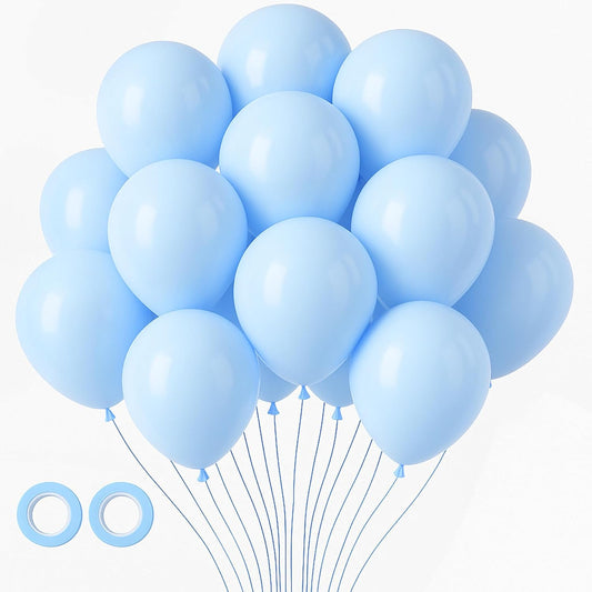Voircoloria 12-Inch Baby Blue Balloons - 105-Pack Latex Party Decorations for Birthdays & Events