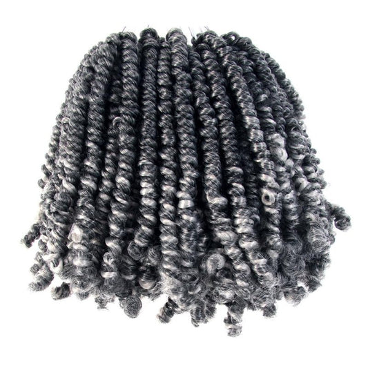 Niseyo Pre twisted Bob Spring Twist Hair 6 Inch 7 Packs Short Pre-looped Crochet Braid Ombre Gray (TGrey)