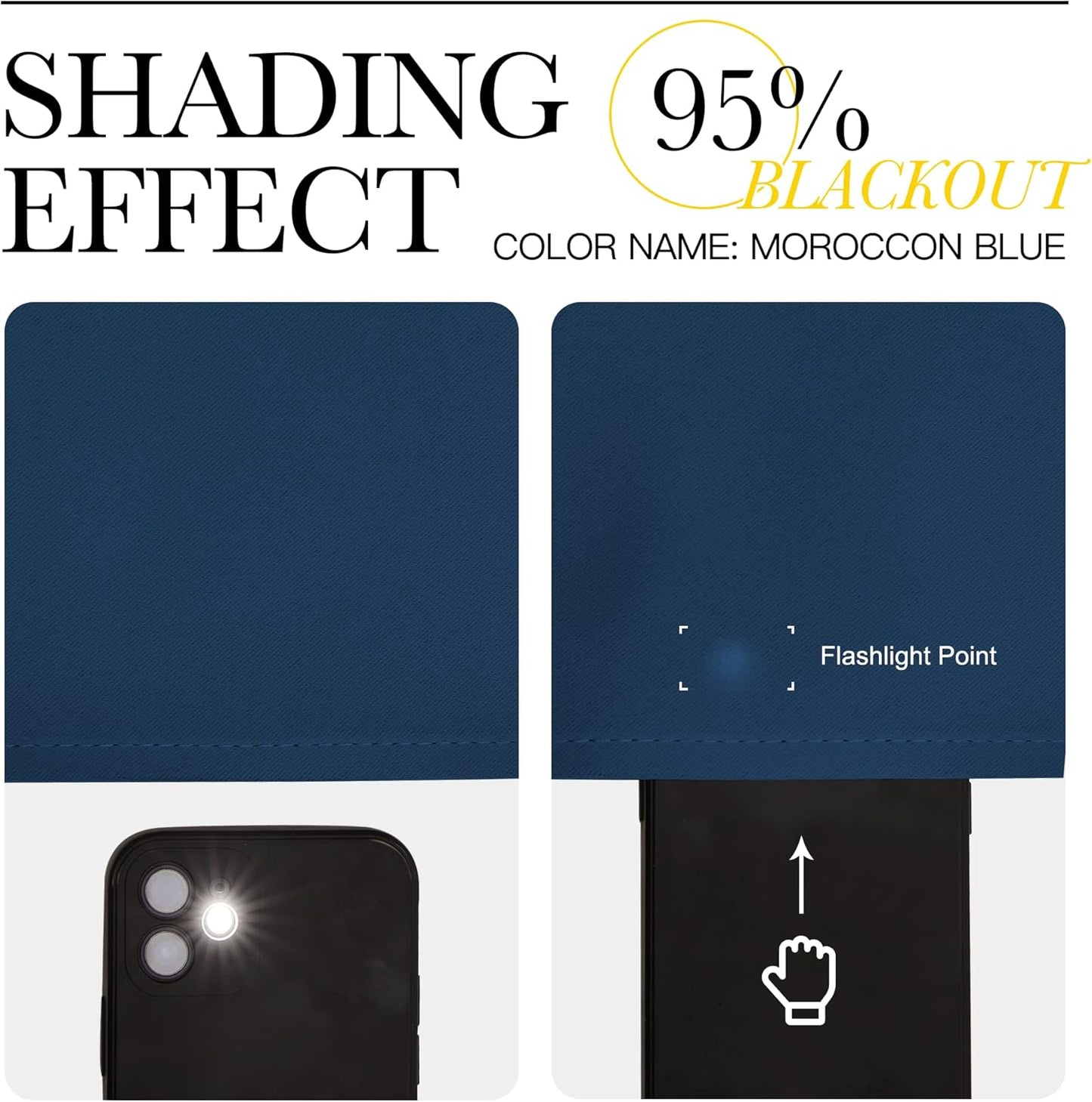 NICETOWN Moroccan Blue Blackout Curtains - 102" Long, 55" Wide, Sound Reducing & Energy Efficient | 2 Panels for Modern Decor