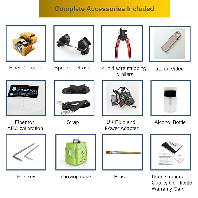 QIIRUN Fusion Splicer Fiber Optic AI-9 Optical Fiber Splicer Fiber Optic Splicing Machine with Upgraded 5" Touch Screen, 6-Motor Core Alignment, 5s Splice for FTTH Telecom Trunk Line Projects
