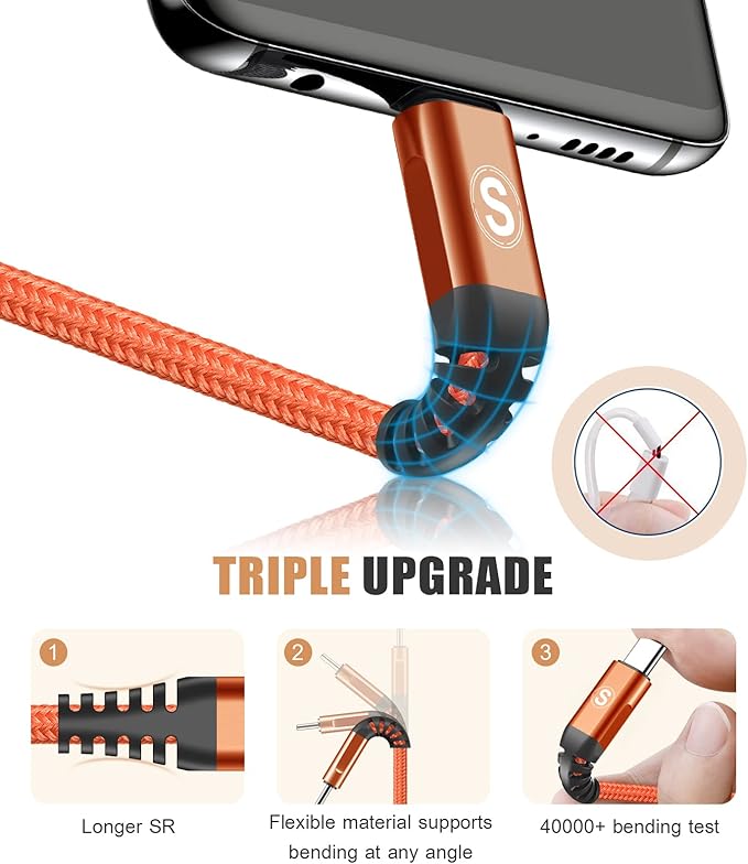 sweguard USB Type C Charger Cable [3-Pack,10ft+6.6ft+3.3ft] iPhone 17 Charger Nylon Braided Cord for iPhone 17 16 15 Pro Max Samsung Galaxy S26 S25 S24 S23 S22 S21 S20 Note 20 10 A53 A54 Pixel LG Moto