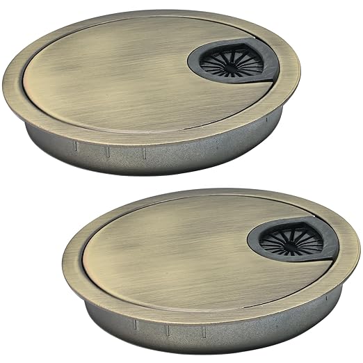 EASYEAH 2 Pcs Desk Grommet 3-1/8" / 80 mm, Desk Cord Hole Cover, Cable Grommet Metal Zinc Alloy Materilal, Desk Hole Grommet for Home & Office Pc, Detachable Cable Cord Organizer-Bronze