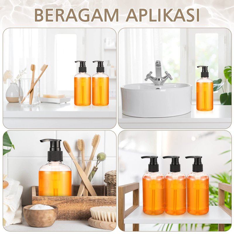 16 Pcs Empty Shampoo Bottles Plastic Pump Bottles Liquid Dish Soap Dispenser Refillable Shampoo Dispenser for Shower Wall Shampoo and Conditioner Dispenser for Bathroom Kitchen (250 ML/ 8.5 OZ)