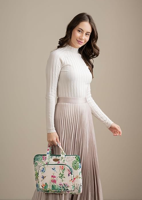 Maison d'Hermine Laptop Bag with Pocket upto 15.5 inch Stain and water repellent Cotton canvas Valentines Day Gifts - Tropiques