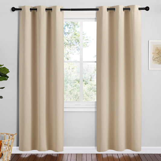 NICETOWN Room Darkening Curtain Panels - Thermal Insulated Grommet Drapes, Biscotti Beige, 2 Panels (W42 x L78)