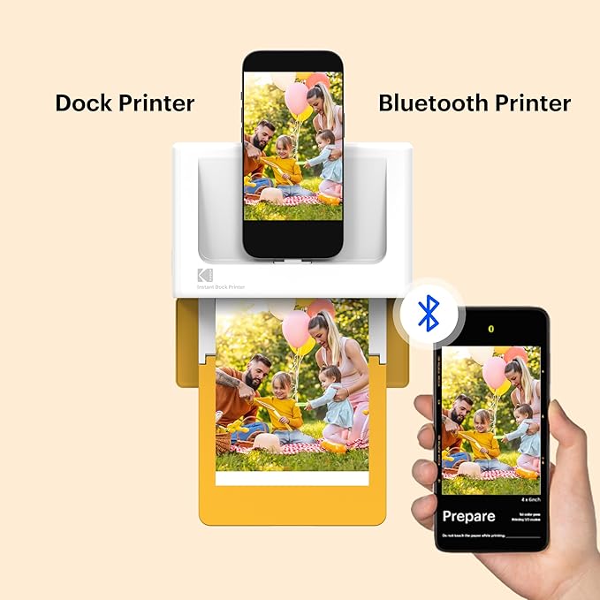 KODAK Dock Plus 4x6'' Photo Printer, 50 Sheets Gift Bundle, Docking & Bluetooth Smartphone Printer for iPhone & Android, Instant Color Prints, 4PASS Dye Sublimation