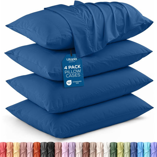 Utopia Bedding Queen Pillow Cases - 4 Pack - Envelope Closure - Soft Brushed Microfiber Fabric - Shrinkage and Fade Resistant Pillow Covers Queen Size 20 X 30 Inches (Queen, Dusk Blue)