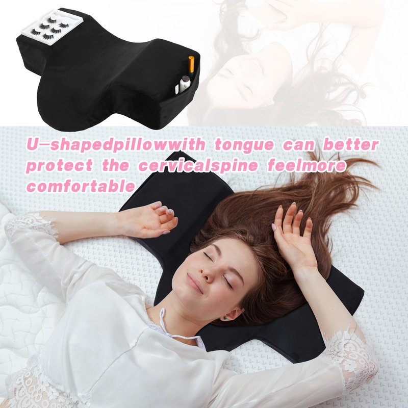 wutfuooo Beauty Salon Lashing Pillow,Comfortable Velvet Memory Foam Eyelash Extension Pillow,Ergonomic Neck Pillow,Protect The Neck When Used for Lash Extension Grafting Make Up