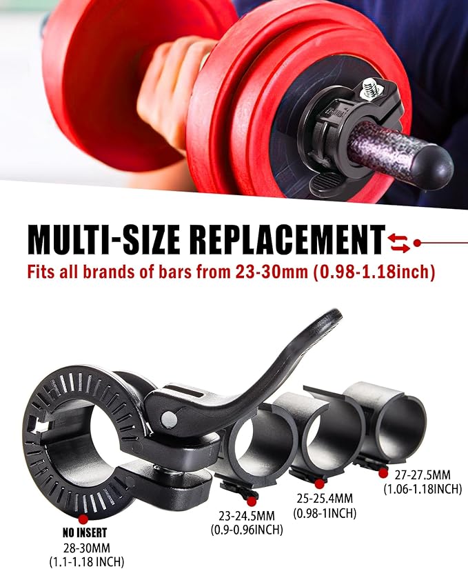 ZY-HUAN Mini Pro Barbell Clips 1 inch I Multi-Size Adjustable Barbell Collar I 1 inch Barbell ClampsIQuick Release Weight Clips Pair of Locking for Dumbbell Bar (Black)