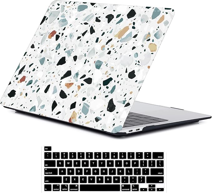 LanBaiLan Compatible for MacBook Pro 13 inch with Touch Bar M2 2026 2025 2024 2023 2022-2016 A2338 M1 A2251 A2289 A2159 A1989 A1708 A1706, Laptop Hardshell Case and Keyboard Cover, Terrazzo Marble
