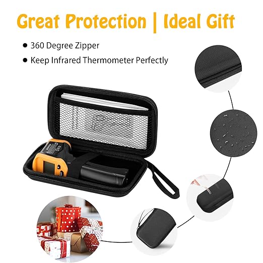 Pizza Oven Laser Thermometer Gun for Cooking, OnniOne Infrared Thermometer for Blackstone Griddle, -58℉~1022℉ Non Contact Grill Temperature Gun with Carrying Storage Bag, LCD Backlit (NOT for Human)
