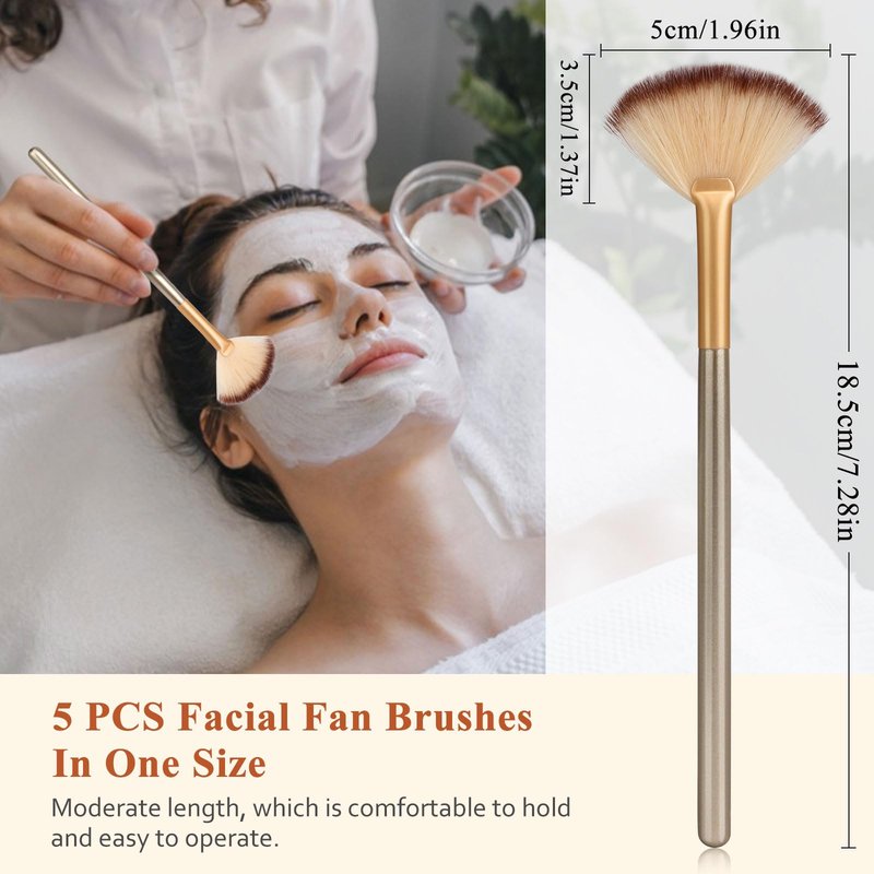 LazyGa 2Pcs Jade Eye Mask & 5 Pieces Facial Fan Mask Brush, Jade Facial Cooling Mask and Brushes Tools Kit for Mud Cream Home Spa/Travel - Relieve Puffiness, Anti-Aging Beauty Supplies