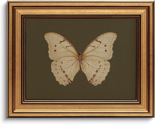 MakeRight Gold Framed Butterfly Canvas Art - Vintage Wall Decor for Kitchen, Bedroom & Living Room
