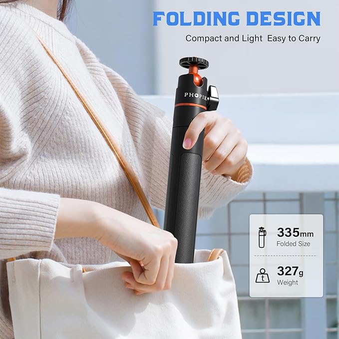 Phopik 56" Magnetic Tripod for iPhone,Phone Tripod MagSafe Compatible with iPhone/Android,GoPro, DJI Osmo Pocket 3,Protable Selfie Stick Tripod for Vlogging, Video Recording,Travel Content Creators