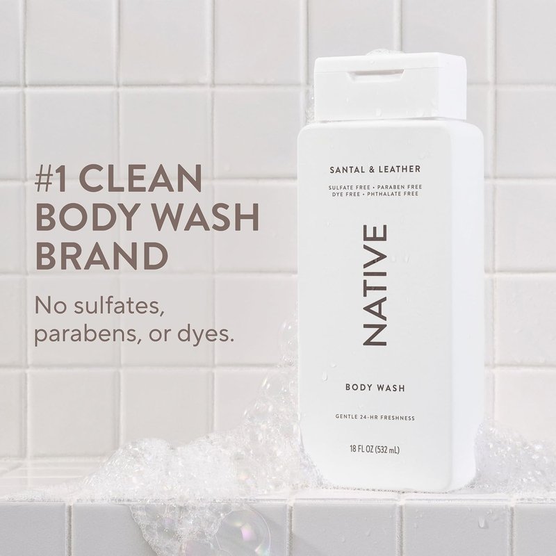 Body Wash for Men & Women - Naturally Derived, Sulfate & Paraben Free | Santal & Leather, 18 oz