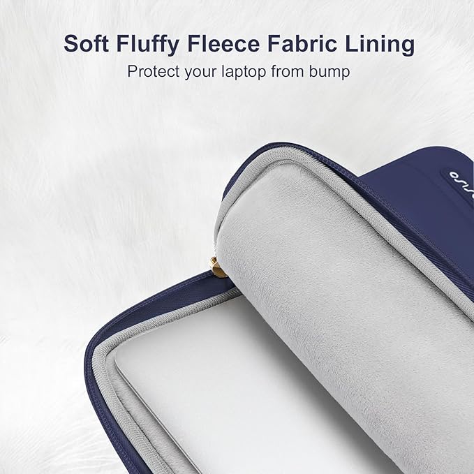 MOSISO Laptop Case 13.3 inch,13-13.3 inch Puffy Laptop Sleeve Compatible with MacBook Neo/Air 13.6 M5 M4 M3 M2 M1/Pro 13/14,HP Dell ASUS Lenovo,Polyester Horizontal Bag with Small Case, Navy Blue