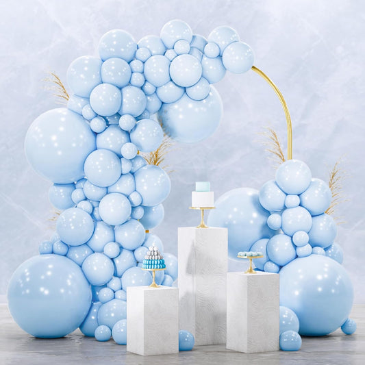 PartyWoo Baby Blue Balloons - 152-Piece Balloon Arch Kit for Graduation & Baby Showers | Various Sizes 5-18 Inch