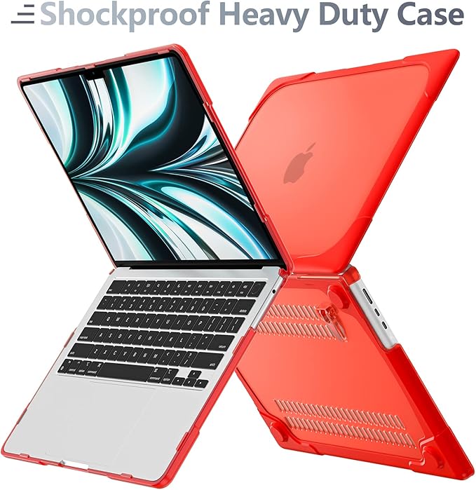 Batianda FlexStand Heavy Duty Case for MacBook Air 13.6 inch, Matte Red
