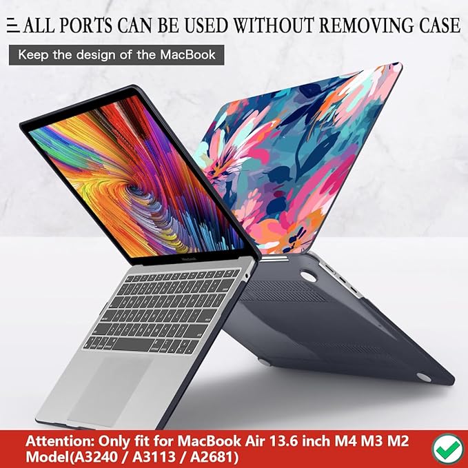 CISSOOK Compatible with MacBook Air 13.6 inch Case 2026 2025 2024 2023 2022 Release M5 M4 M3 M2 Chip A3449 A3240 A3113 A2681, Hard Shell Case Keyboard Cover Screen Protector, Muti-Color Painting
