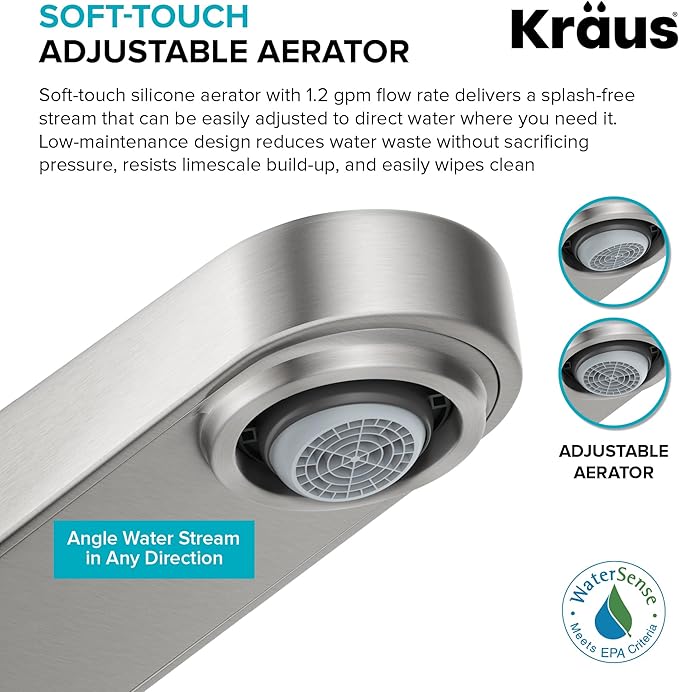 KRAUS Indy Single Handle One Hole Bathroom Sink Faucet in Spot-Free Brushed Nickel/Matte Black, KBF-1411SFBNMB