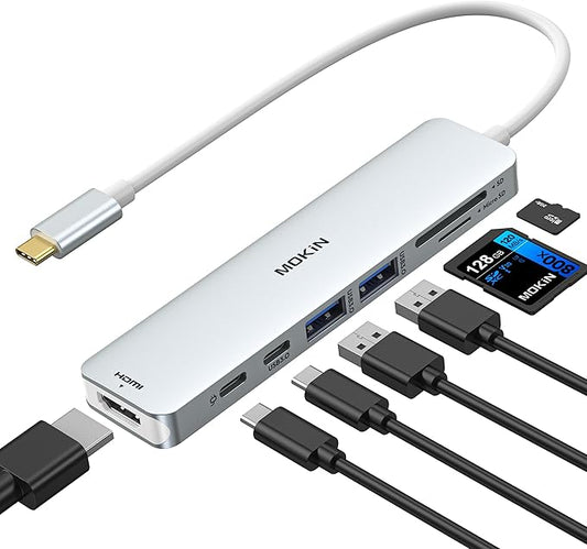 USB C Hub HDMI Adapter for MacBook Pro/Air, MOKiN 7 in 1 USB C Dongle with HDMI