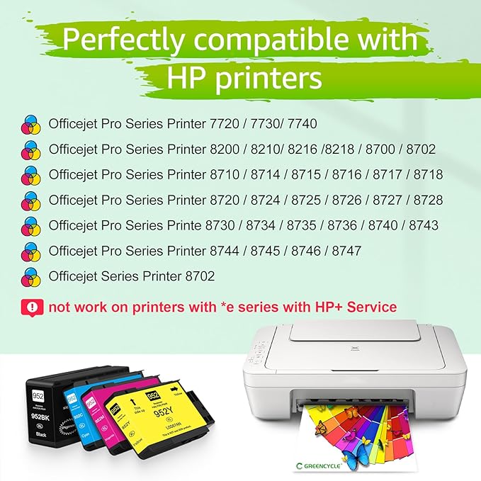 952XL Ink Cartridges Combo Pack Replacement for HP 952xl Ink Cartridges Combo Pack High Yield Black & Color 5 Pack Compatible with Non *e Printers-OfficeJet Pro 8710 8720 8740 7740 8210