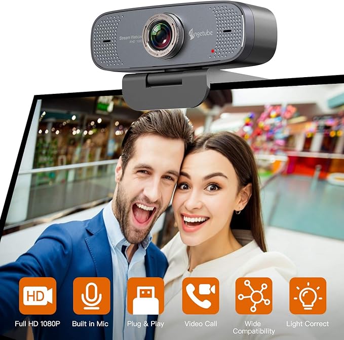 Angetube 1080P Webcam with Microphone, HD Streaming Webcam/USB Auto Focus Web Camera/Cam f Compatible with/Zoom/Skype/Teams