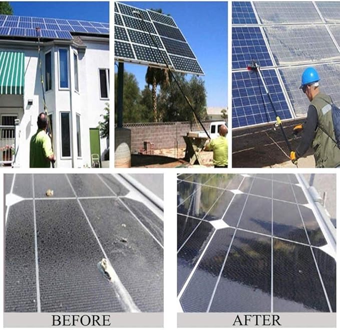 Photovoltaic Panel Cleaning, 3-12M Water Fed Telesbrush, Window Clean, Extendable Cleaner Conservatory Roof Cleaning Tools/9M Rod/30Cm Brush Head