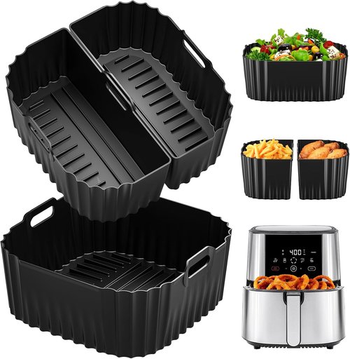 Chefman Air Fryer Silicone Liners - Reusable 3 Pack Baking Accessories for 8QT to 10QT Air Fryers