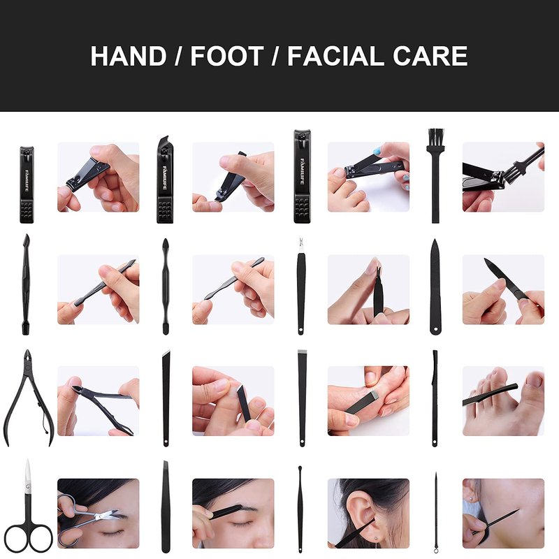 Manicure Set for Men - 16-Piece Professional Grooming Kit | Stainless Steel Nail Clippers & Pedicure Tools