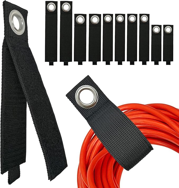 ZTSXLLIM Heavy-Duty Storage Straps (Assorted 10 Pack) - Extension Cord Storage, Organizer, Cord Wrap Keeper, Cable Straps for Tools, Hoses, Rope, RV, Workshop and Garage Wall Storage and Organization