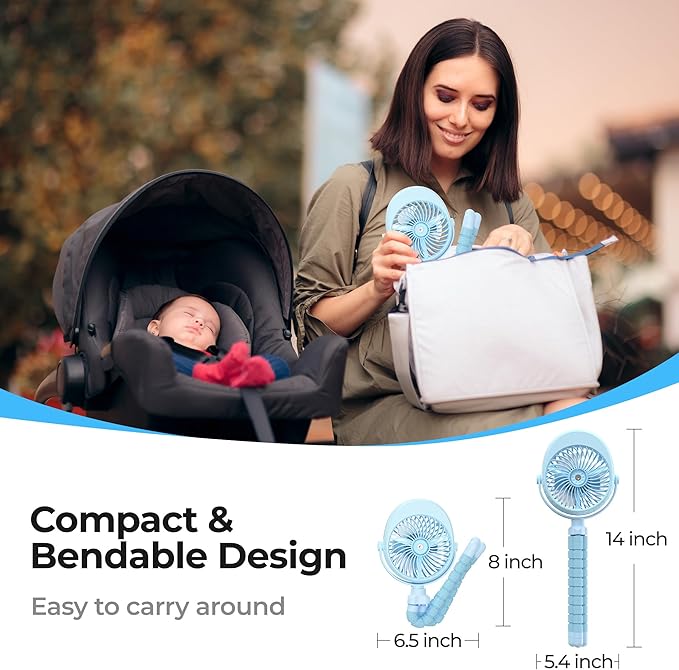 2025 Upgarded 4000mAh Misting Baby Stroller Fan, Rechargeable Battery Operated,Max 15Hrs Cooling,50ml Portable Water Sprayer Misting Fan with Flexible Tripod Clip on Car Seat Crib Treadmill Bunk Bed