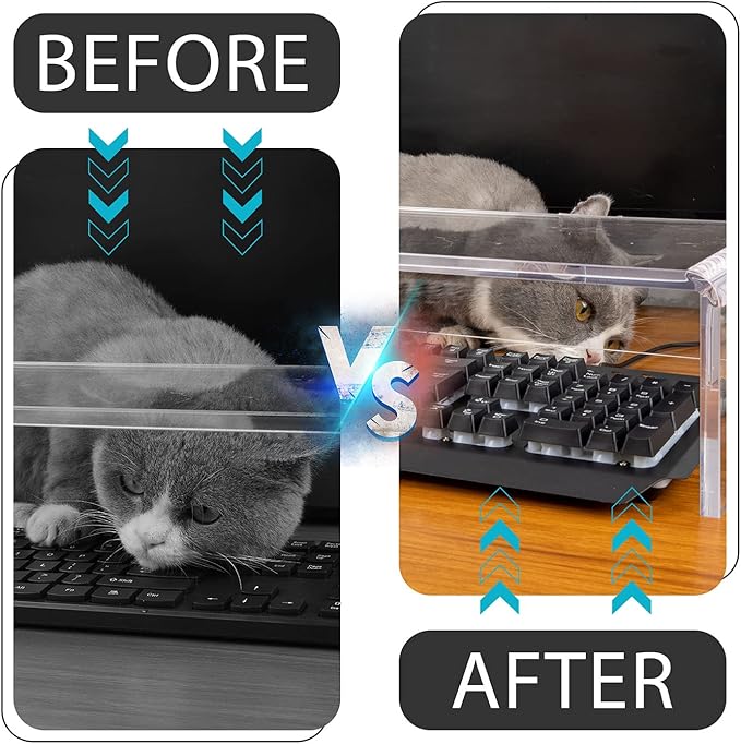 VAOLLO 2 Pack Computer Monitor Riser with keyboard cover Anti-Cat, Dual Monitor Stand Riser, Multimedia Desktop Stand for Dual Monitors/Laptop/Flat Screen TV (20"+14")
