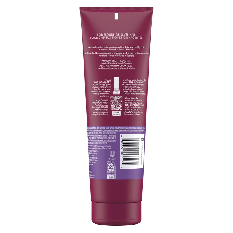 Nexxus Hair Color Blonde Assure Purple Conditioner, Keratin, For Blonde and Bleached Hair, Color 8.5 oz