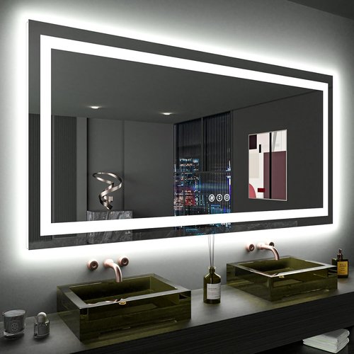 LOAAO LED Bathroom Mirror - 60x36 Inch, Dimmable Anti-Fog, Backlit & Front Lit, Tempered Glass, ETL Listed