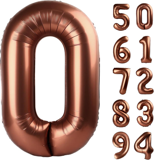 Number Balloons 40 Inch - Dark Brown 0 Balloon | Perfect for Birthday Party Decorations