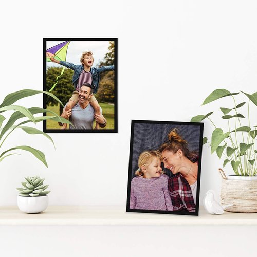 Americanflat 8.5x11 Picture Frame - Shatter-Resistant Glass, Set of 2 - Thin Border for Tabletop & Wall - Black