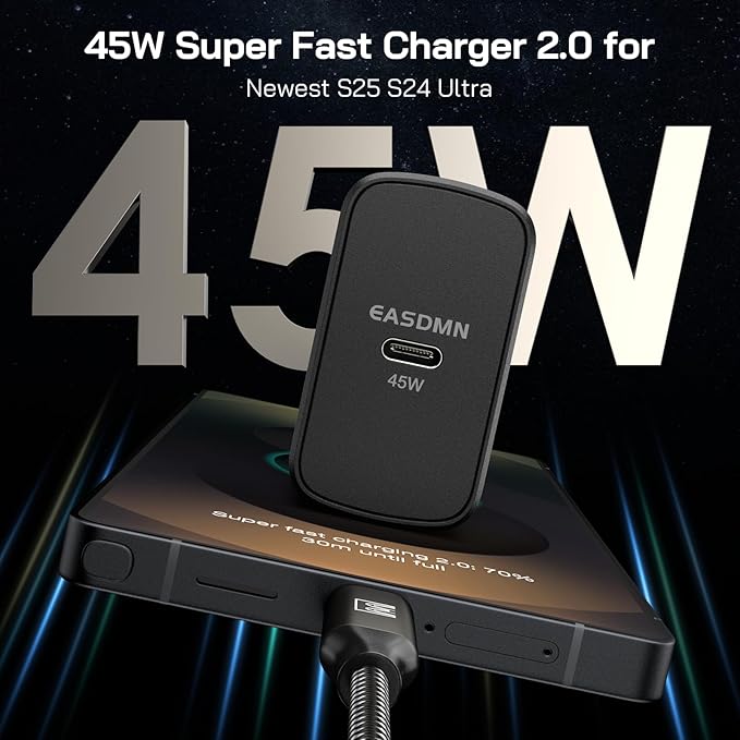 Super Fast Charger Type C, [2 Pack] USB-C Charger PD/PPS Wall Charging Block for Samsung Galaxy S26 Ultra/S25 Ultra/S25+/S25/S24/S23 Ultra/S23+/S22 Ultra/S22+/S20 Ultra, Tab S8(with 2X 12ft Cable)